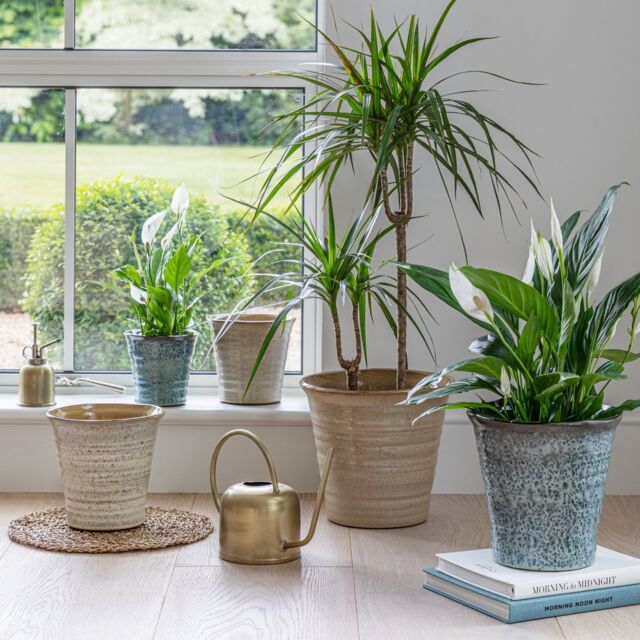 Ivyline Vallo Reactive Glaze Tapered Blue Planter H26.5cm D29.5cm - image 1
