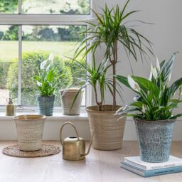 Ivyline Vallo Reactive Glaze Tapered Blue Planter H26.5cm D29.5cm - thumbnail 1