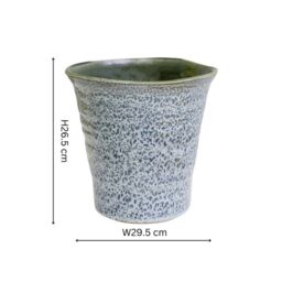 Ivyline Vallo Reactive Glaze Tapered Blue Planter H26.5cm D29.5cm - thumbnail 5