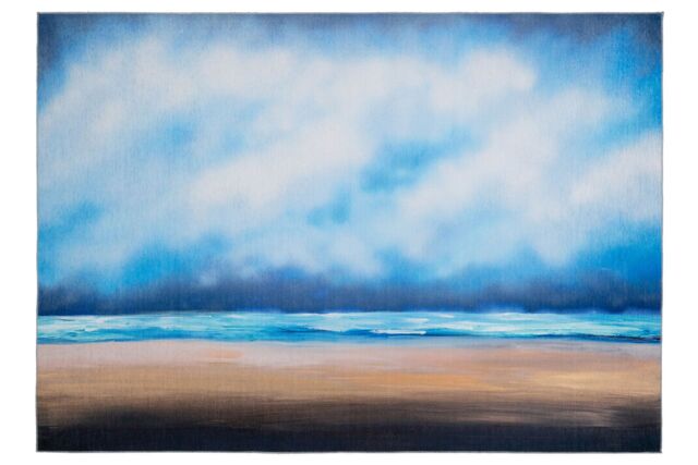 Kukoon Blue Coastal Beach Abstract Living Area Rug - Size: 160 cm x 230 cm - image 1