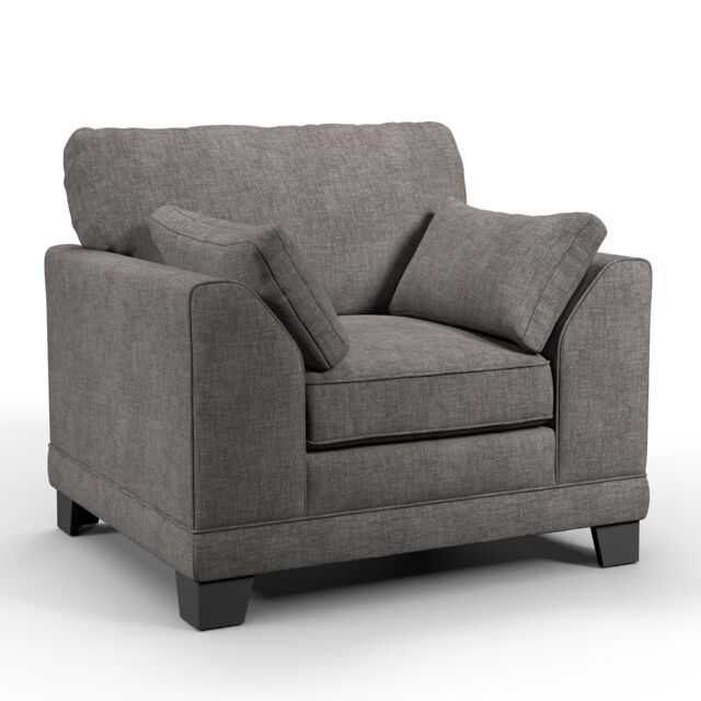 Furnishings For Less UK Hilliard Fullback Fabric Single Seater Armchair Charcoal or Mist - image 1