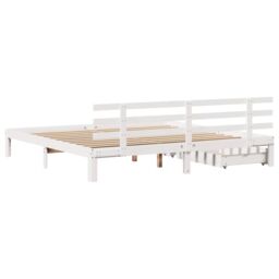 Berkfield Home Bed Frame with Drawers without Mattress White 180x200 cm Super King - thumbnail 6