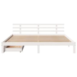 Berkfield Home Bed Frame with Drawers without Mattress White 180x200 cm Super King - thumbnail 4
