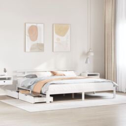 Berkfield Home Bed Frame with Drawers without Mattress White 180x200 cm Super King - thumbnail 1