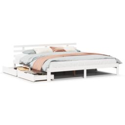 Berkfield Home Bed Frame with Drawers without Mattress White 180x200 cm Super King - thumbnail 2