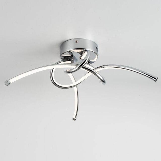 First Choice Lighting Twist - Chrome LED Flush Ceiling Light in Silver - image 1