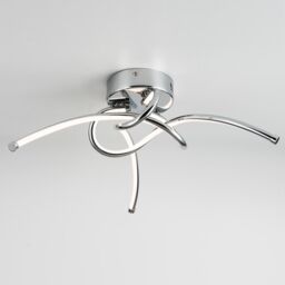 First Choice Lighting Twist - Chrome LED Flush Ceiling Light in Silver