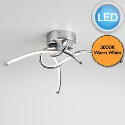First Choice Lighting Twist - Chrome LED Flush Ceiling Light in Silver - thumbnail 2