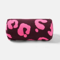 OHS Leopard Beach Bolster Neck Back Support Pillow in Burgundy - thumbnail 4