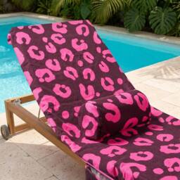 OHS Leopard Beach Bolster Neck Back Support Pillow in Burgundy - thumbnail 2