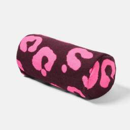 OHS Leopard Beach Bolster Neck Back Support Pillow in Burgundy - thumbnail 3