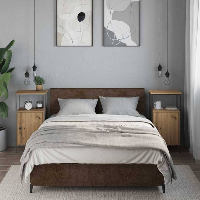 Berkfield Home Classic Bedside Cabinets 2 pcs Artisan Oak 41x31x80 cm Engineered Wood in Brown - Size: 41 x 31 x 80 cm - image 1