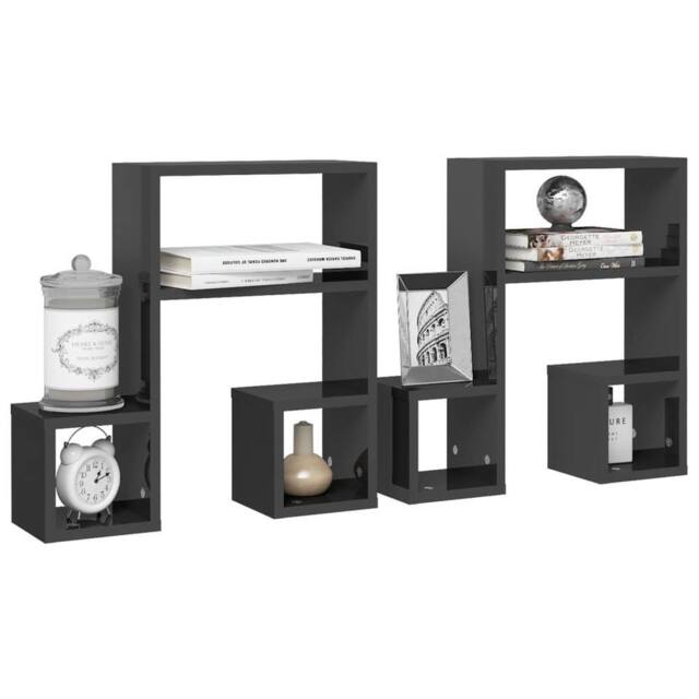 Berkfield Home Wall Shelf 2 pcs High Gloss Grey 50x15x50 cm Engineered Wood - Size: 50 x 15 x 50 cm - image 1