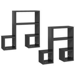 Berkfield Home Wall Shelf 2 pcs High Gloss Grey 50x15x50 cm Engineered Wood - Size: 50 x 15 x 50 cm - thumbnail 3