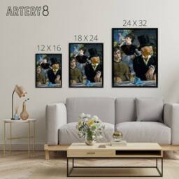 "Artery8 At the Cafe Paris Nightlife Scene Manet Vintage Framed Canvas Wall Art in Blue - Size: W12"" x H16""" - thumbnail 4