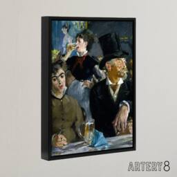 "Artery8 At the Cafe Paris Nightlife Scene Manet Vintage Framed Canvas Wall Art in Blue - Size: W12"" x H16""" - thumbnail 2