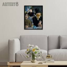 "Artery8 At the Cafe Paris Nightlife Scene Manet Vintage Framed Canvas Wall Art in Blue - Size: W12"" x H16""" - thumbnail 3