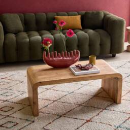 sweeek Rectangular coffee table solid acacia wood in Beige - thumbnail 1