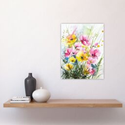 "Artery8 Wall Art Print Watercolour Spring Flowers Painting Floral Elegant Poster - Size: W18"" x H24""" - thumbnail 4