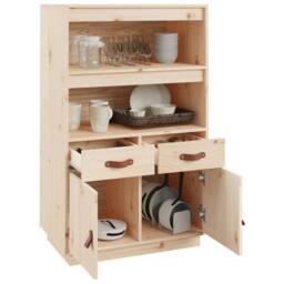 Berkfield Home Highboard 67x40x108.5 cm Solid Wood Pine in Natural - thumbnail 5