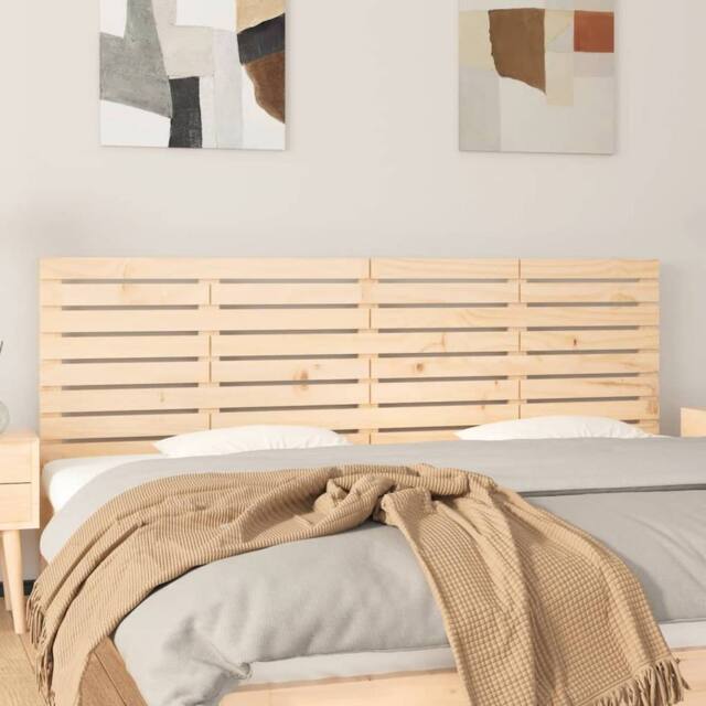 Berkfield Home Wall Headboard 166x3x63 cm Solid Wood Pine in Natural - Size: 166 x 3 x 63 cm - image 1
