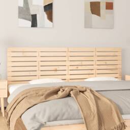Berkfield Home Wall Headboard 166x3x63 cm Solid Wood Pine in Natural - Size: 166 x 3 x 63 cm - thumbnail 1