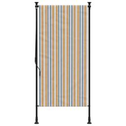 Berkfield Home Outdoor Roller Blind Yellow & White 120x270 cm Fabric&Steel - thumbnail 1