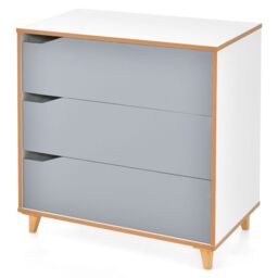 Costway 3 Drawers Chest Modern 3 Drawer Chest Dresser with Large Storage Capacity Embedded Handle in Grey - thumbnail 1