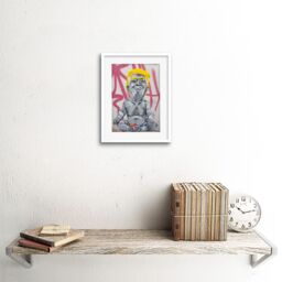 "Artery8 Wall Art Print Baby Trump Graffiti Art Framed 9x7 inch in White - Size: W7"" x H9""" - thumbnail 2