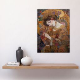"Artery8 Asleep Gustav Klimt-Inspired Portrait Of A Woman Bedroom Large Wall Art Poster Print Thick Paper 18X24 Inch - Size: W18"" x H24""" - thumbnail 4