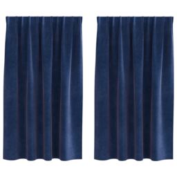 Berkfield Home Blackout Curtains with Top Tape 2 pcs Dark Blue Velvet in Navy - thumbnail 2