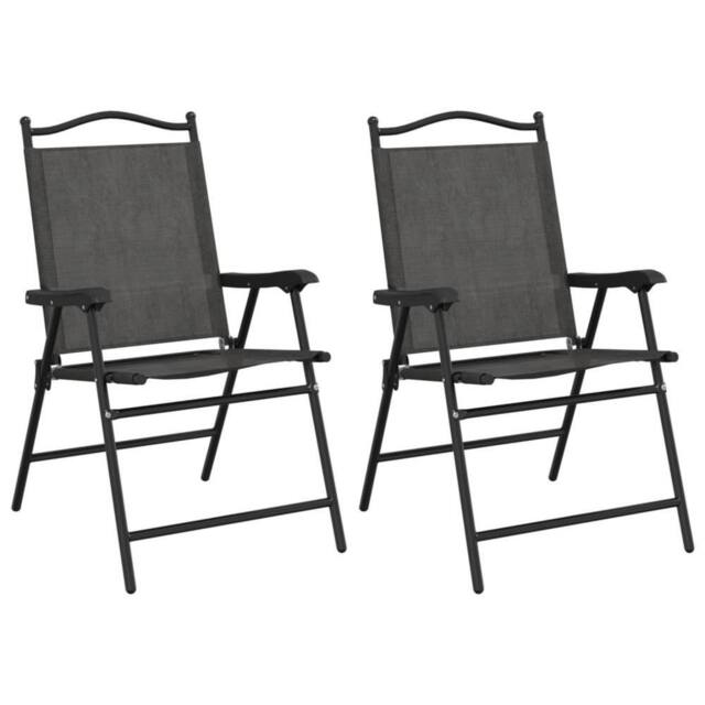 Berkfield Home Folding Garden Chairs 2 pcs Melange Grey Steel & Textilene - image 1