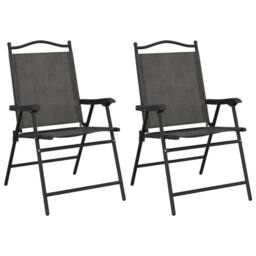Berkfield Home Folding Garden Chairs 2 pcs Melange Grey Steel & Textilene