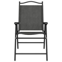 Berkfield Home Folding Garden Chairs 2 pcs Melange Grey Steel & Textilene - thumbnail 5