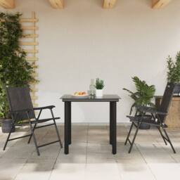 Berkfield Home Folding Garden Chairs 2 pcs Melange Grey Steel & Textilene - thumbnail 3