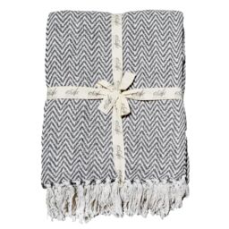 Allure Bath Fashions Chevron Herringbone Sofa Throw Blanket - 100% Cotton in Charcoal - Size: 150 cm x 200 cm - thumbnail 2