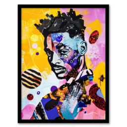 "Artery8 African Soulboy Culture Portrait Mixed Media Framed Art Print - Size: W12"" x H16""" - thumbnail 1