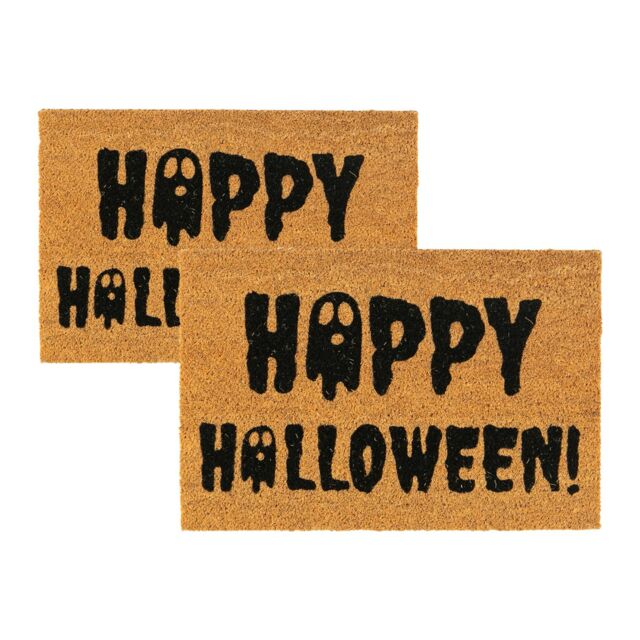 Nicola Spring Halloween Coir Door Mats - 60 x 40cm - Ghost - Set of 2 - Size: 40 cm x 60 cm - image 1