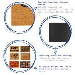 Nicola Spring Halloween Coir Door Mats - 60 x 40cm - Ghost - Set of 2 - Size: 40 cm x 60 cm - thumbnail 2
