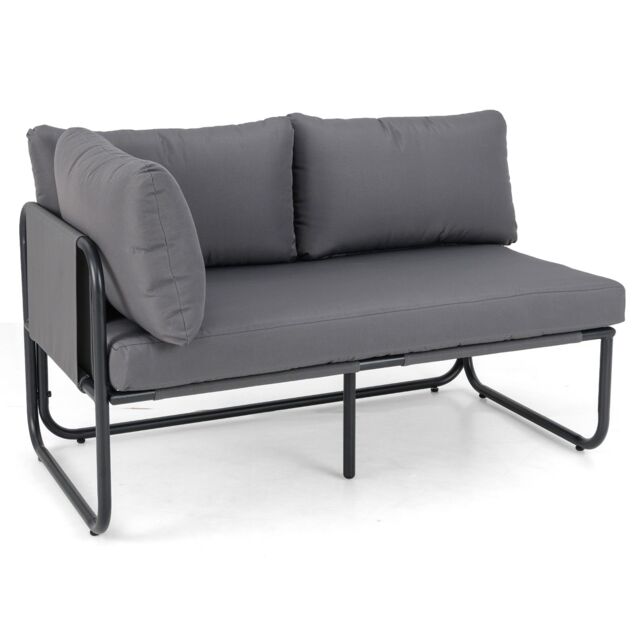 Gymax 2- Seater Garden Sofa Patio Loveseat With Seat Cushion-Grey in Grey