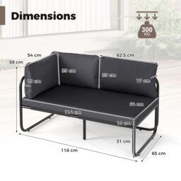 Gymax 2- Seater Garden Sofa Patio Loveseat With Seat Cushion-Grey in Grey - thumbnail 2