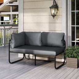 Gymax 2- Seater Garden Sofa Patio Loveseat With Seat Cushion-Grey in Grey - thumbnail 3