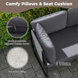Gymax 2- Seater Garden Sofa Patio Loveseat With Seat Cushion-Grey in Grey - thumbnail 8