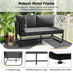 Gymax 2- Seater Garden Sofa Patio Loveseat With Seat Cushion-Grey in Grey - thumbnail 7