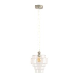 ValueLights Lane Glass 5 Tier Shade Brushed Chrome Ceiling Pendant Light & Bulb in Clear - thumbnail 2