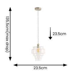 ValueLights Lane Glass 5 Tier Shade Brushed Chrome Ceiling Pendant Light & Bulb in Clear - thumbnail 6