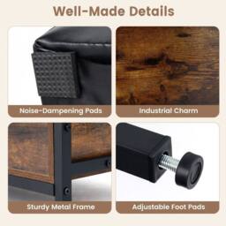 SPETLEK 81 cm Lift-Top Industrial Shoe Bench with Faux Leather Seat in Brown - Size: 0.6m2 - thumbnail 7