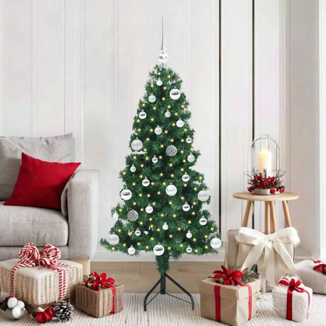 Berkfield Home Corner Artificial Christmas Tree Green 150 cm PVC & Metal - image 1