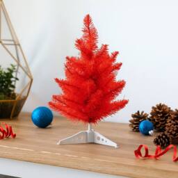 Voltico 1FT Mini Colours Tree Tabletop Small Artificial Xmas Tree in Red - Size: 30 cm - thumbnail 2