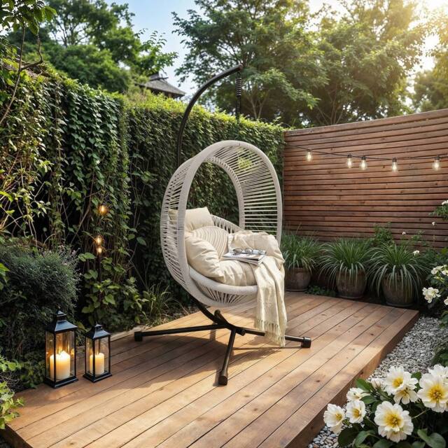 Solace+Co Lana Garden Swing Chair Rattan in Grey - image 1